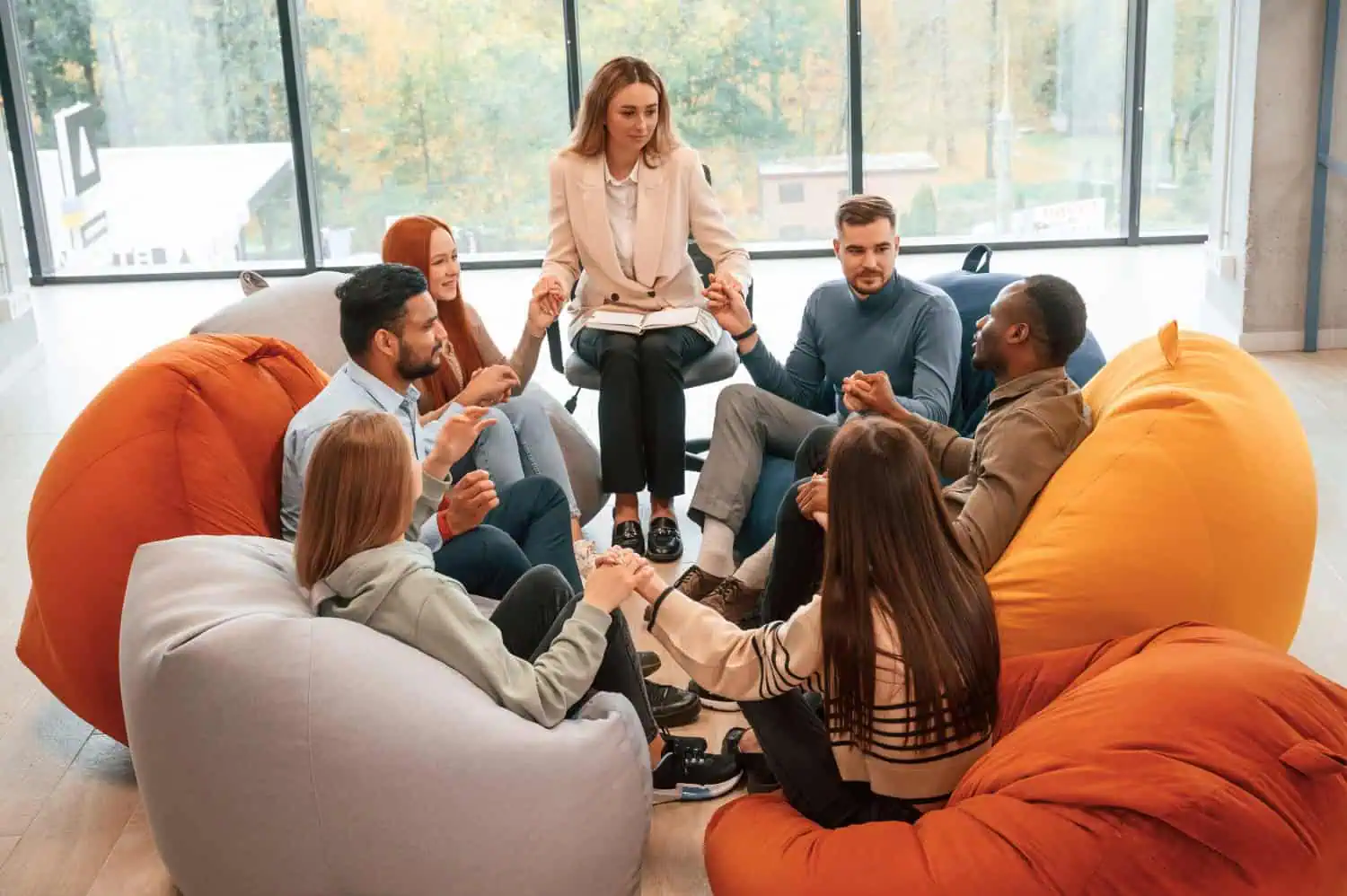 Group of people are having therapy meeting together