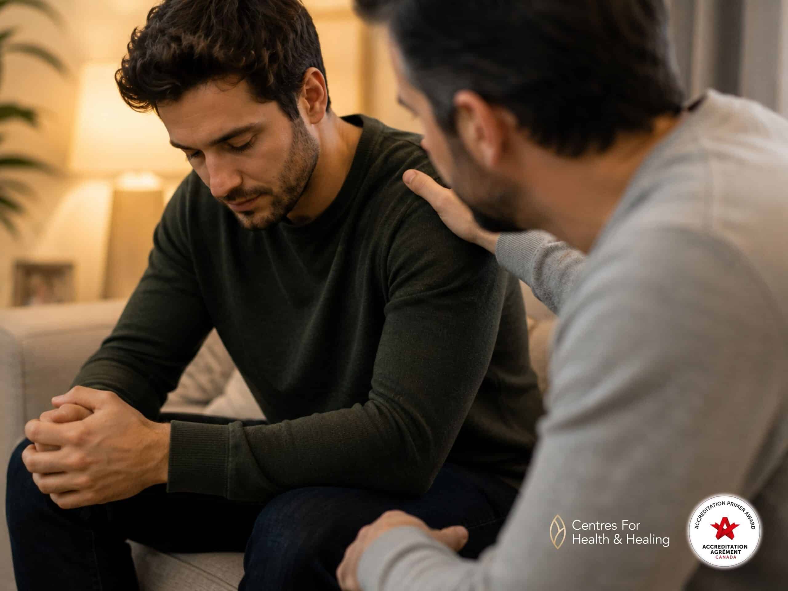 image of a family member offering quiet reassurance to a loved one