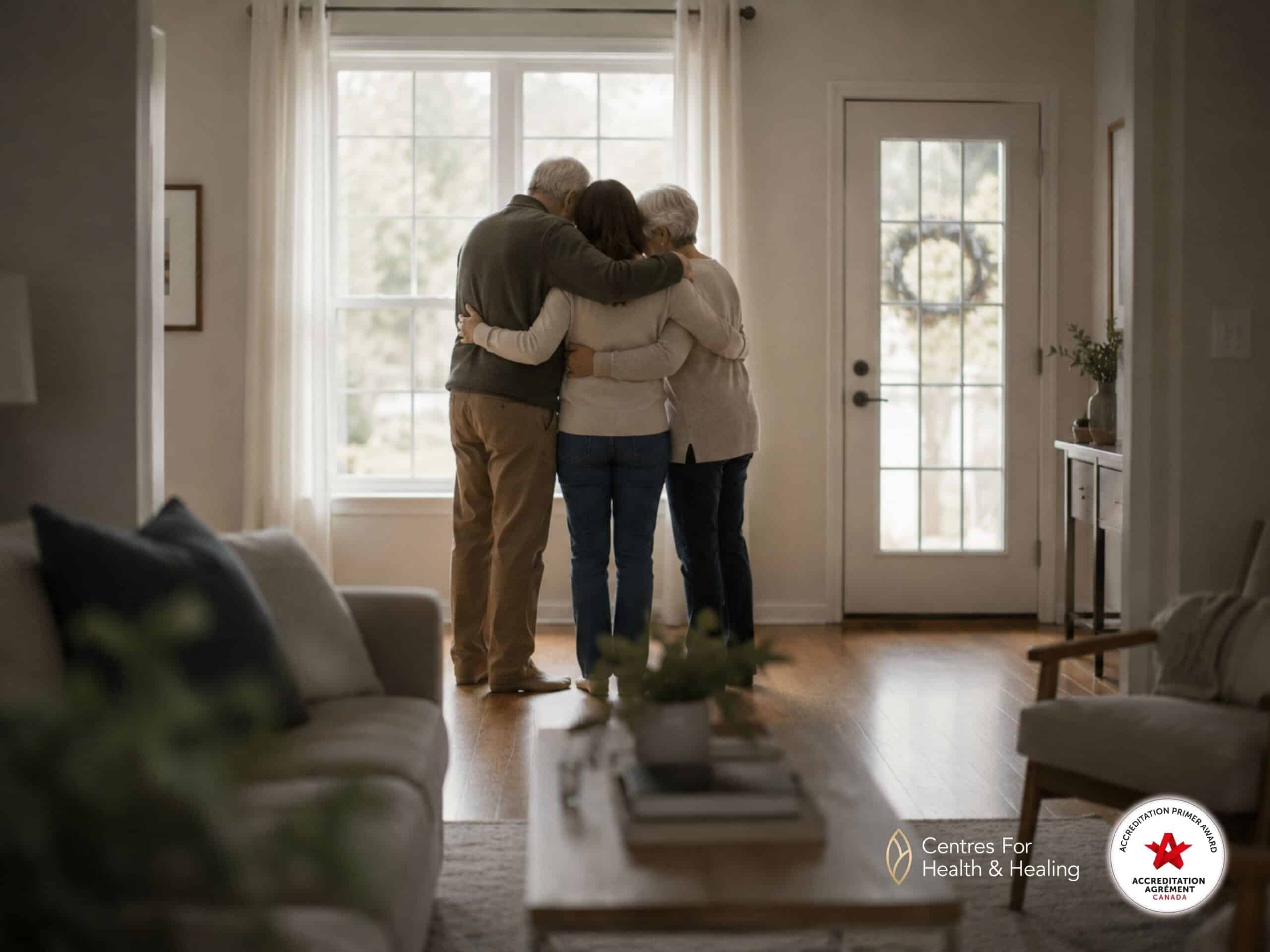 image of a family member offering quiet reassurance to a loved one
